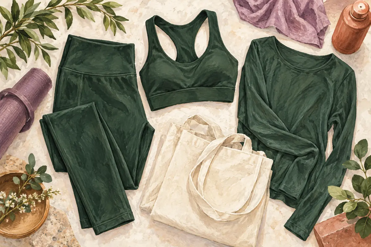 Ilustración de ropa cómoda para practicar yoga. No es una fotografía del producto o del centro.